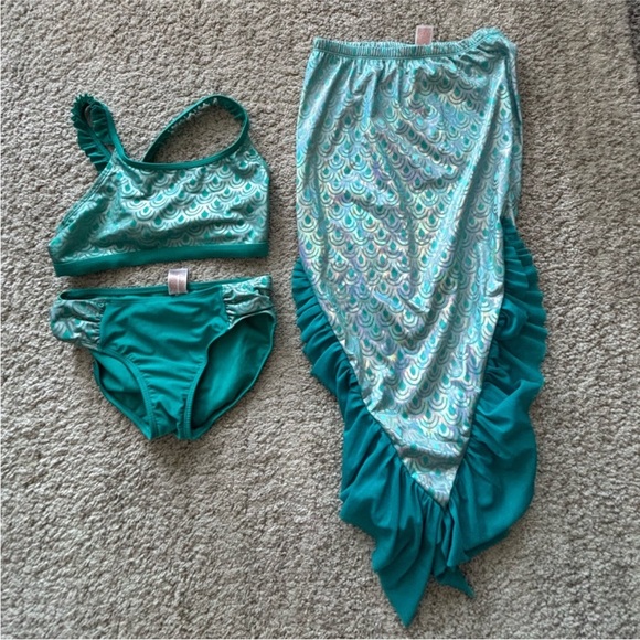 Cat & Jack Teal Mermaid Swim Set - Picture 1 of 3